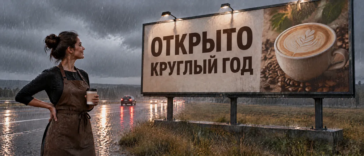Та же сцена со щитом под сильным дождём