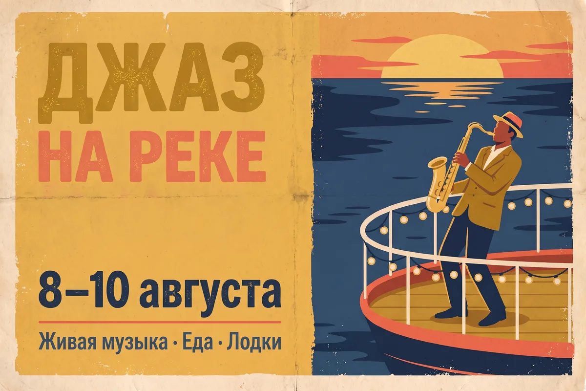 Та же афиша джазового фестиваля с надписями на русском